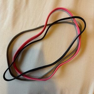 Set of Elastic Headbands in Pink, Black, and Gray